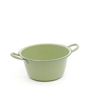 4A Zinken Teiltje Bloempot Plantenpot met handvaten | Kleur: Groen | Diameter 19 centimeter | Hoogte 9.5 centimeter | Per 10 teiltjes