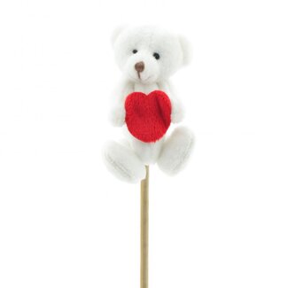 4A Bear Stick | Colour: Natural White | Stick length 50 centimetres | Bear length 8 centimetres | Per 10 sticks