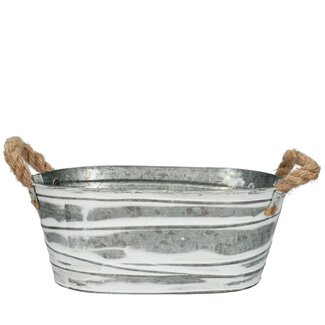 4A Zinken Bak Bloempot Plantenpot “Brent” | Kleur: Grijs | Lengte 24 centimeter | Breedte 14 centimeter | Hoogte 10.5 centimeter | Per 10 bakken