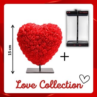 4A Hart van Foam Rozen | Kleur: Rood | Hoogte 15 centimeter | Inclusief standaard | Per hart