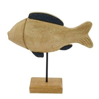 4A Houten Decoratie Vis op Standaard “Maritiem” | Kleur: Lichtbruin | Lengte 24 centimeter | Breedte 6.5 centimeter | Hoogte 24 centimeter | Per 8 vissen