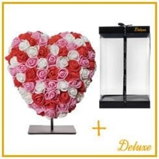 4A Hart van Foam Rozen | Kleur: Roze en Wit | Hoogte 25 centimeter | Inclusief standaard | Per hart