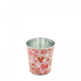 4A Zinken Bloempot “Love” | Kleur: Rood en Roze | Diameter 10 centimeter | Hoogte 10 centimeter | Per 10 bloempotten