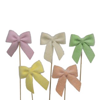4A Flock Bow Pick | Colour: Mixed Colours | Pick length 20 centimetres | Bow length 9 centimetres | Per 10 picks