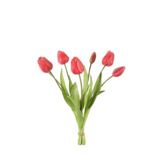 4A Tulip Bouquet Artificial Flowers | Colour: Red | Tulip artificial flowers | Length ± 41 centimetres | 7 Tulips per bouquet | Per bouquet