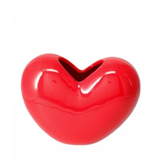 4A Ceramic Heart-Shaped Vase | Colour: Red | Length 19 centimetres | Width 9 centimetres | Height 14 centimetres | Per 6 vases