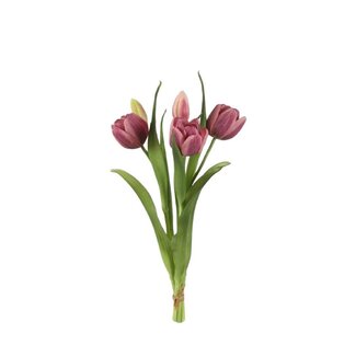 4A Tulip Bouquet Artificial Flowers | Colour: Purple | Tulipa artificial flowers | Length ± 43 centimetres | 5 Tulips per bouquet | Per bouquet