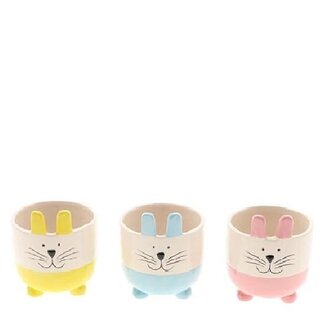 4A Keramik Hase BlumenBlumentopf Dekoration Dekoration | Farbe: Gemischte Farben | Breite 12 Zentimeter | Höhe 14 Zentimeter | Pro 6 Hasen