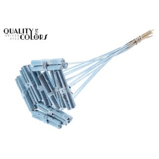 QC Decoratieve Jute Stokjes Boeketje op stok | Kleur: Metallic Blauw | Jute Stick Posy Bijsteker | Lengte ± 50 centimeter | 10 bijstekers per bos | Per bos