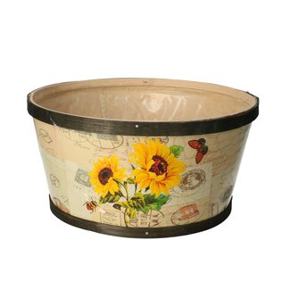 4A Wooden Flower Pot Planter Sunflower | Colour: Mixed Colours | Length 22 centimetres | Width 11 centimetres | Per 10 planters
