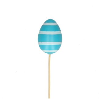 4A Striped Egg Pick | Colour: Blue | Egg diameter 6 centimetres | Pick length ± 50 centimetres | Per 25 picks