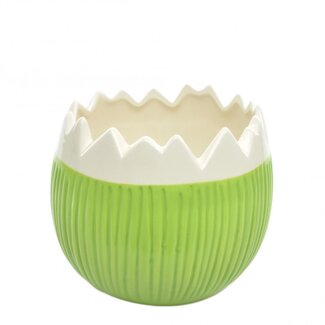 4A Keramiek Ei Bloempot Plantenpot | Kleur: Groen | Diameter 15 centimeter | Hoogte 12.5 centimeter | Per 6 potten