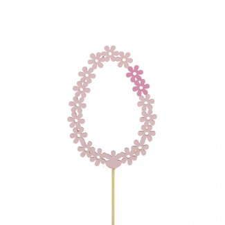 4A Egg Pick “Floral” | Colour: Pink | Egg diameter 7.5 centimetres | Pick length ± 50 centimetres | Per 25 picks