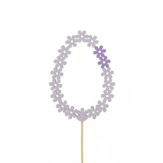 4A Egg Stick “Floral” | Colour: Lilac | Egg diameter 7.5 centimetres | Stick length ± 50 centimetres | Per 25 sticks