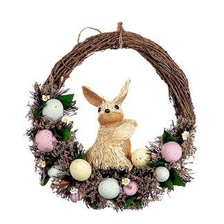 4A Wreath with Rabbit | Colour: Brown | Length 34 centimetres | Width 32 centimetres | Height 8.5 centimetres | Per wreath