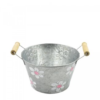 4A Zinken Bloempot Plantenbak "Betty" | Kleur: Roze | Diameter 17 centimeter | Hoogte 10 centimeter | Per 10 bloempotten