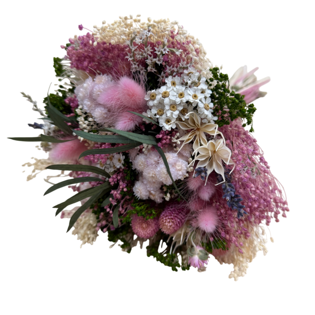 Trockenblumenstrauß Fantasy Lilac | Länge ± 35 Zentimeter | Mit lila und weißen Trockenblumen