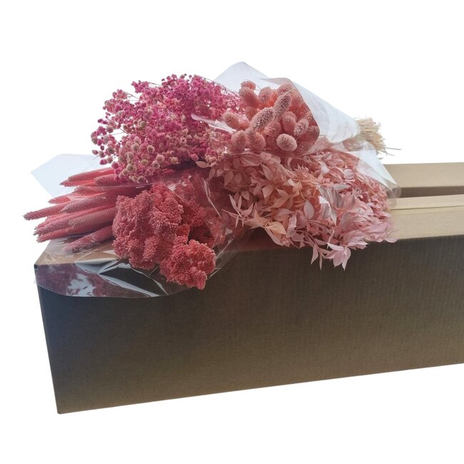 Kit DIY de fleurs séchées "Valencia" | Cinq types de fleurs séchées roses dans une boîte