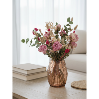 MyFlowers Trockenblumenstrauß Zara | Länge ± 55 Zentimeter | Mit u.a. Eukalyptus und rosa Pfingstrosen