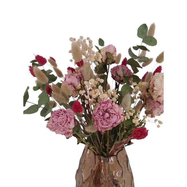 Boeket droogbloemen Zara | Lengte ± 55 centimeter | Met oa. eucalyptus en roze pioenrozen