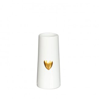 4A Ceramic Vase with Heart | Colour: Natural White | Diameter 6 centimetres | Height 13 centimetres | Per 12 vases