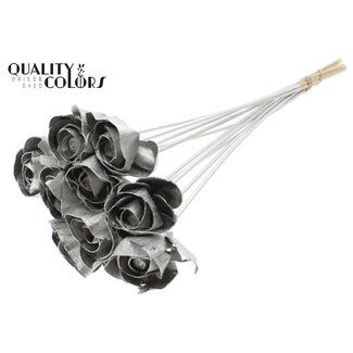 QC Shola Rose on stem | Colour: platinum-coloured | Shola Dear Holly | Diameter 6 centimeter | Length  ± 50 centimeter | 10 picks per bunch | Per bunch