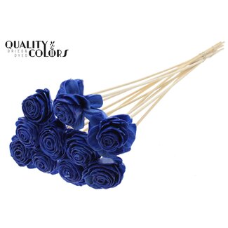 QC Shola Rozen met was op stok | Kleur: Blauw | Shola Beauty Rose | Diameter 6 centimeter | Lengte ± 50 centimeter | 10 bijstekers per bos | Per bos