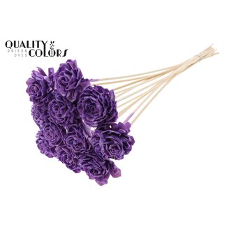 QC Shola Houten with Dahlia on stick | Colour: Milka Purple | Shola Dahlia Flower Stick | Flower diameter 6 centimetres | Stick length ± 50 centimetres | 10 sticks per bunch