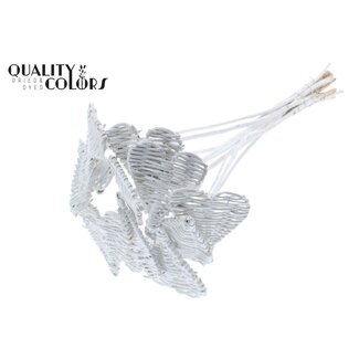 QC Rattan Lata Heart on stick | Colour: White | Lata Heart flat Plant Stick | Diameter 8 centimetres | Length ± 50 centimetres | 10 plant sticks per bunch