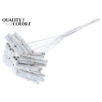 QC Decoratieve Jute Stokjes Boeketje op stok | Kleur: Wit | Jute Stick Posy Bijsteker | Lengte ± 50 centimeter | 10 bijstekers per bos