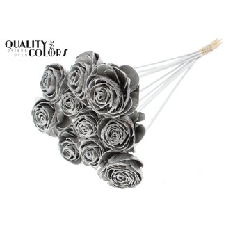 QC Shola Rozen op stok | Kleur: Platinakleurig | Shola Beauty Rose | Diameter 6 centimeter | Lengte ± 50 centimeter | 10 bijstekers per bos | Per bos