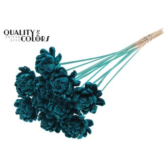 QC Shola Roos op stok | Kleur: Turquoise | Shola New Beauty Rose | Diameter 6 centimeter | Lengte ± 50 centimeter | 10 bijstekers per bos | Per bos