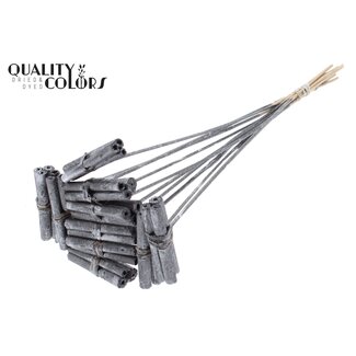 QC Decoratieve Jute Stokjes Boeketje op stok | Kleur: Metallic Grafietgrijs | Jute Stick Posy Bijsteker | Lengte ± 50 centimeter | 10 bijstekers per bos