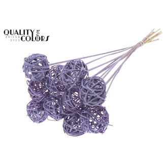 QC Rattan Ball on Stick | Colour: Frosted Milkapurple | Bruce Ball Stake | Diameter 5 centimetres | Length ± 50 centimetres | 10 stakes per bunch