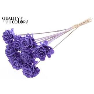 QC Shola Wooden Dahlia on stick | Colour: Lilac Purple | Shola Dahlia Flower Stick | Flower diameter 6 centimetres | Stick length ± 50 centimetres | 10 sticks per bunch