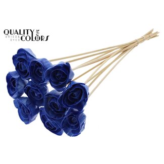 QC Shola Rozen met was op stok | Kleur: Blauw | Shola Dear Holly | Diameter 6 centimeter | Lengte  ± 50 centimeter | 10 bijstekers per bos | Per bos