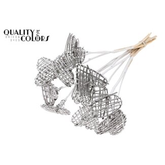 QC Rotan Lata Coeur sur tige | Couleur : de couleur platine | Piquet plat | Longueur ± 50 centimètres | 10 piquets par bouquet | Par bouquet