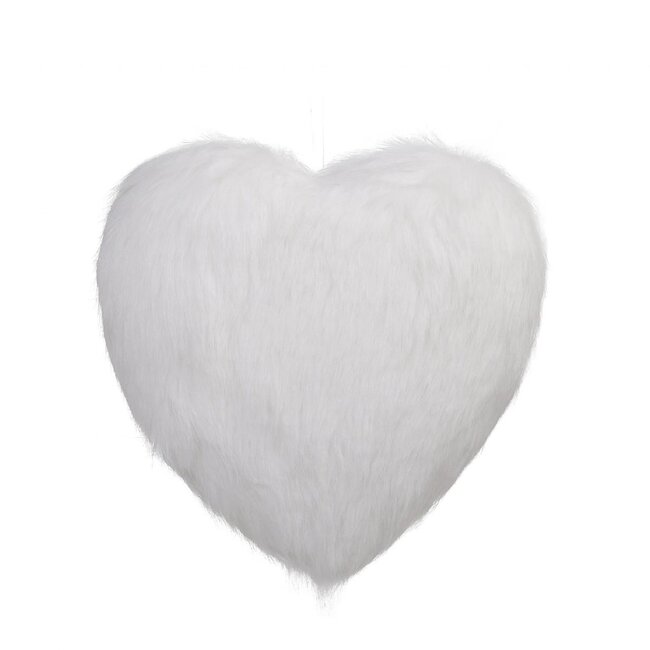 Moederdag Deco hanger hart fluffy d23cm