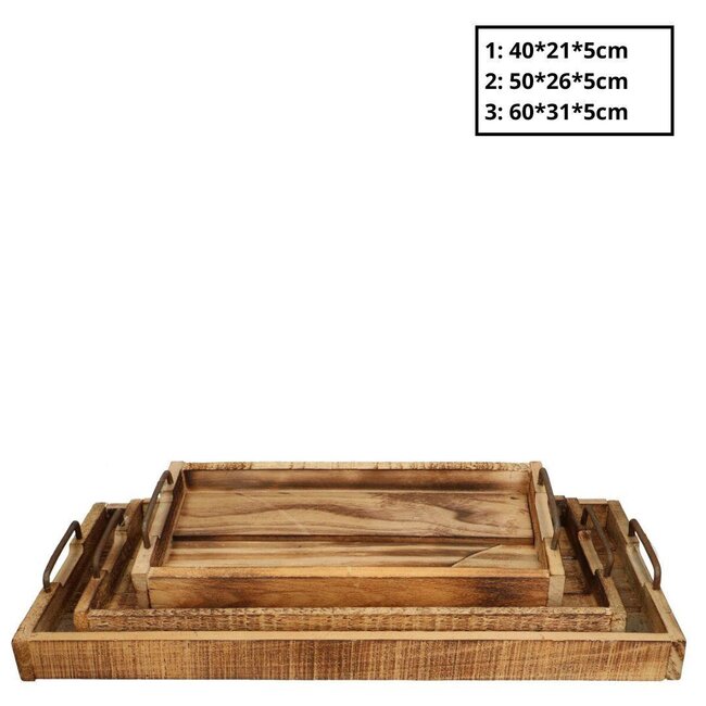 Hout Tray Sturdy S/3 60*31*5cm