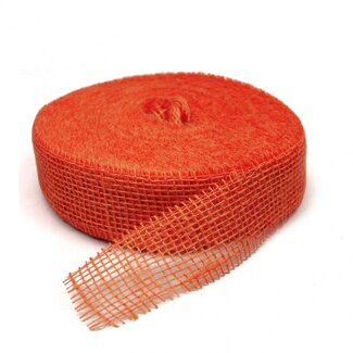 4A Jute Lint | Kleur: Oranje | Breedte 50 millimeter | Lengte 40 meter | Per rol
