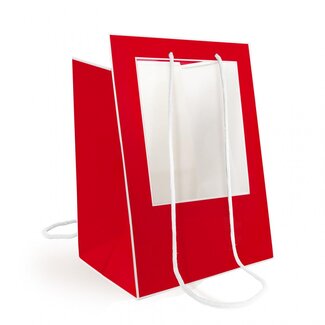 4A Cadeautasjes "Médaillon” | Kleur: Rood | Lengte 30 centimeter | Breedte 30 centimeter | Hoogte 40 centimeter | Per 10 tassen