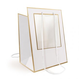 4A Cadeautasjes "Médaillon” | Kleur: Natuurlijk Wit | Lengte 30 centimeter | Breedte 30 centimeter | Hoogte 40 centimeter | Per 10 tassen