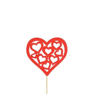 4A Heart pick “Kiki” | Colour: Red | Length pick ± 12 centimeter | Diameter heart 8 centimeter | Per 25 picks