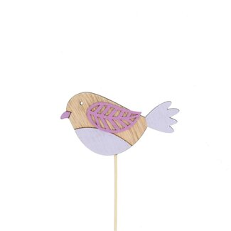 4A Vogel auf Stab | Farbe: Lila | Vogelstecker | Durchmesser 5 centimeter | Länge ± 12 centimeter | Pro 25 Vogelstecker