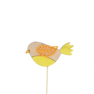 4A Oiseau sur tige | Couleur: Jaune | Piquet d'oiseau | Diamètre 5 centimeter | Longueur ± 12 centimeter | Par 25 piquets