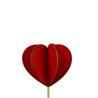 4A Hart Bijsteker “Kizz” | Kleur: Rood | Lengte bijsteker ± 12 centimeter | Diameter hart 7 centimeter | Per 25 bijstekers