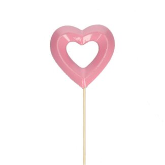 4A Pique Cœur Ouvert | Couleur: Rose | Longueur pique ± 50 centimeter | Diamètre cœur 8 centimeter | Par 25 piques