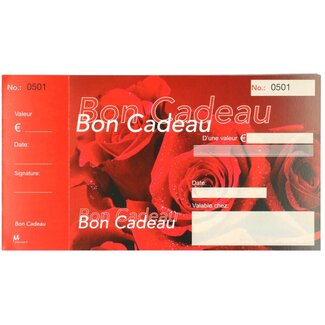4A Kadobon met Roos | Kleur: Rood | Breedte 15 centimeter | Hoogte 10 centimeter | Per 50 kadobonnen