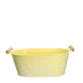 4A Zinken Bak Bloempot Plantenpot “Celo” | Kleur: Geel | Lengte 25 centimeter | Breedte 15 centimeter | Hoogte 10 centimeter | Per 12 bakken