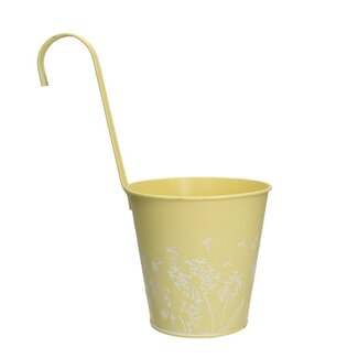 4A Pot suspendu en zinc Pot de fleurs Pot pour plante “Celo” | Couleur: Jaune | Diamètre 14 centimeter | Hauteur 29 centimeter | Par 12 pots suspendus